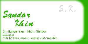 sandor khin business card