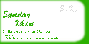 sandor khin business card